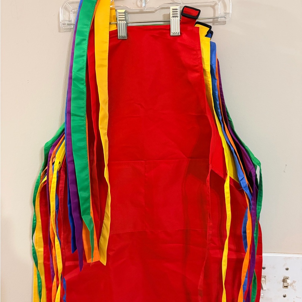 Colorful Ribbon-Trimmed Red Apron